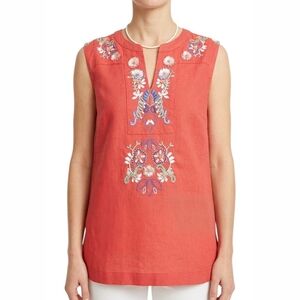 Vineyard Vines Womens Linen Embroidered Linen Cotton‎ Blouse Size XS